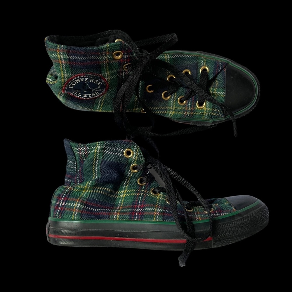 RARE - Green Plaid Converse All Stars